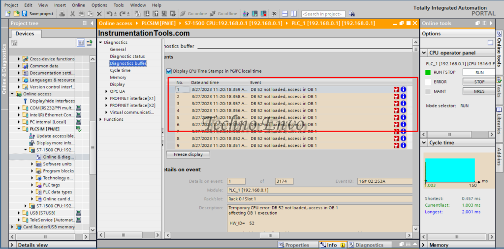Error Codes and Alarms in Siemens PLC